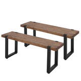 Edith Set of 2 140cm Dining Bench Chairs Wooden - Brown