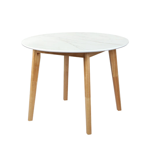 Dining Table Round Rubberwood Base 100cm - White