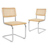 Fenella Set of 2 Dining Chairs Chair Replica Mid Century Modern Rattan Backrest - Natural
