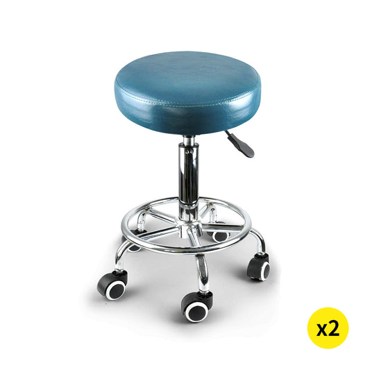 Set of 2 Swivel Salon Barstool Hairdressing Stool Barber Chair Equipment Beauty Teal