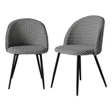 Anwen Set of 2 Dining Chairs Kitchen Cafe Lounge Chair Sofa Upholstered Padded Seat - Black & White