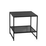 Iro 2-Tier Side Open Design Steel Home Shelf Compact Storage End Table - Black