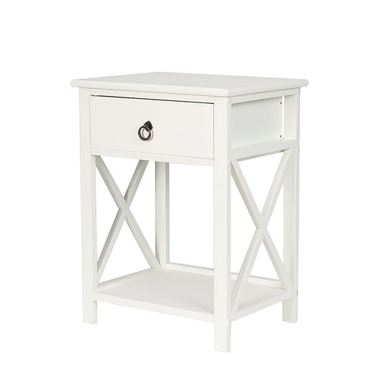 Caraquet Wooden Bedside Table - White