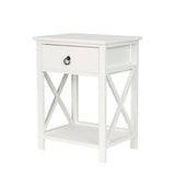 Caraquet Wooden Bedside Table - White