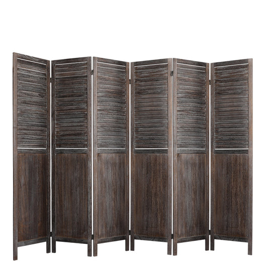 6 Panel Partition Room Divider - Brown