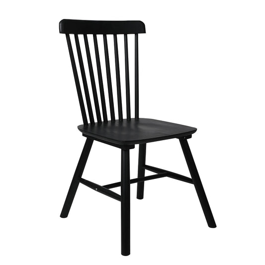 Cade Set of 2 Dining Chairs Side Replica Kitchen Wood Furniture - Black