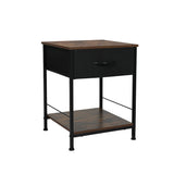 Burlington Wooden Bedside End Table Storage - Brown & Black