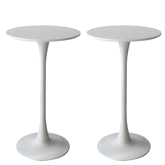Set of 2 Round Bar Table Pub Tables - White