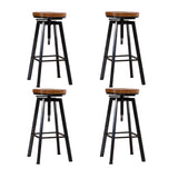 Set of 4 Catania Industrial Bar Stools Kitchen Stool Wooden Barstools Swivel Vintage - Wood