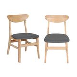 Tate Set of 4 Dining Chairs Kitchen Table Natural Wood Linen Fabric Cafe Lounge - Natural