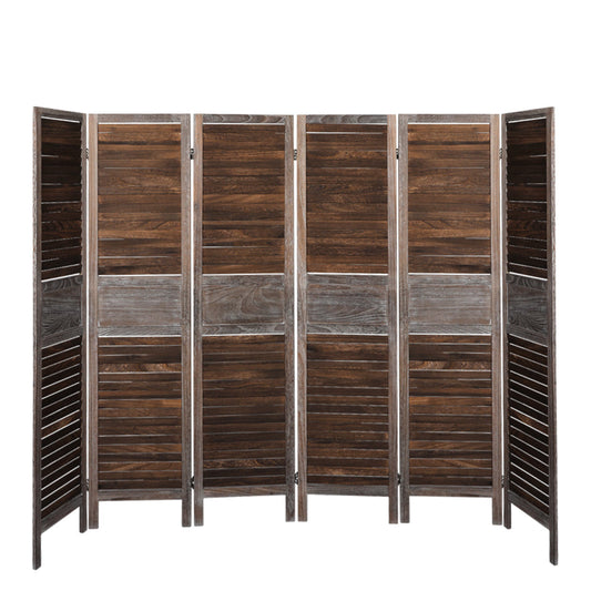 Room Divider 6 Panel Folding - Brown