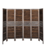 Room Divider 6 Panel Folding - Brown