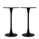 Set of 2 Round Bar Table Pub Tables - Black