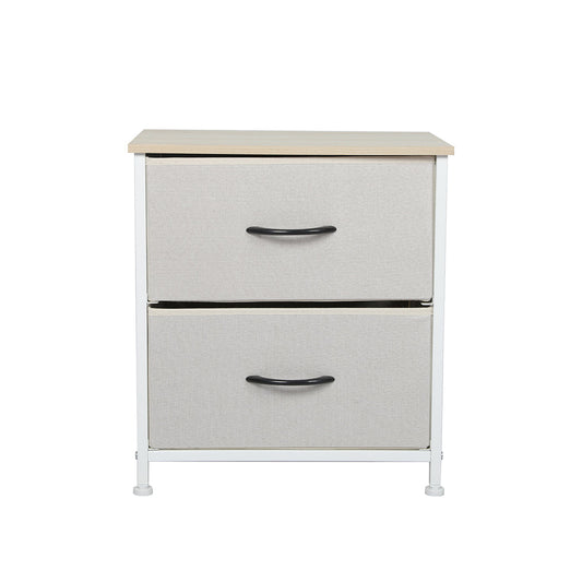Waterloo Fabric Bedside Table with 2 Drawers - Beige