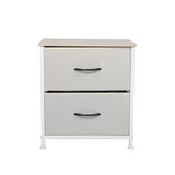 Waterloo Fabric Bedside Table with 2 Drawers - Beige