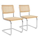 Fenella Set of 2 Dining Chairs Chair Replica Mid Century Modern Rattan Backrest - Natural