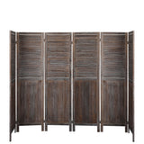 6 Panel Partition Room Divider - Brown