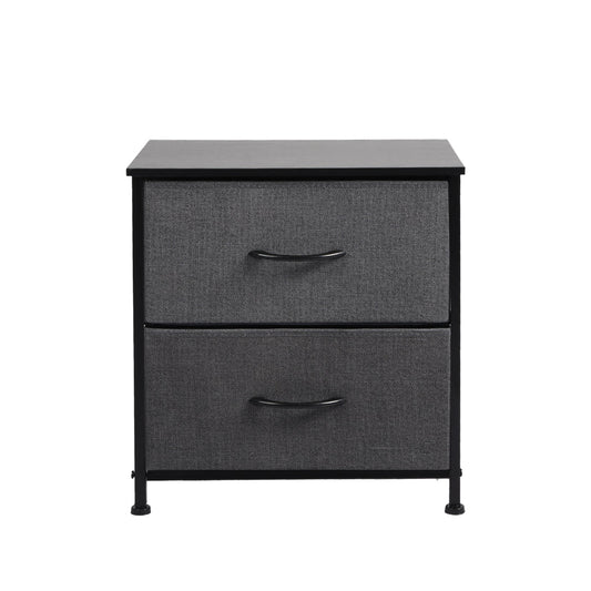 Moose Fabric Bedside Table with 2 Drawers - Dark Grey