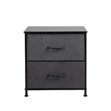 Moose Fabric Bedside Table with 2 Drawers - Dark Grey