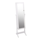 Mirror Jewellery Standing Cabinet Makeup Storage Jewelry Organiser Box - White