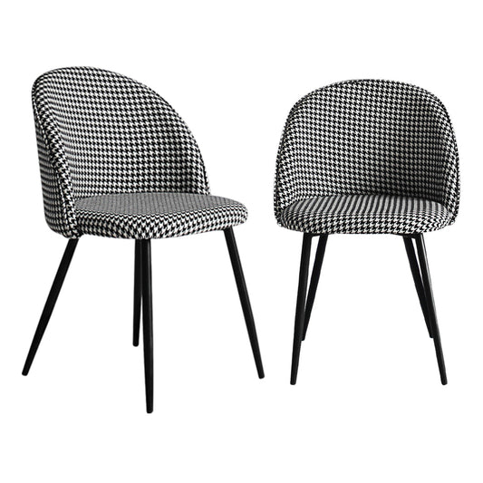 Anwen Set of 2 Dining Chairs Kitchen Cafe Lounge Chair Sofa Upholstered Padded Seat - Black & White