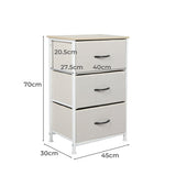 Levede Chest of 3 Drawers Bedside Table Beige