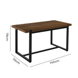 Dining Table Industrial Wooden Metal Kitchen Tables Cafe Restaurant 140Cm