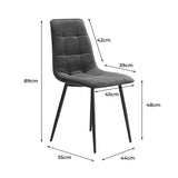Avery Set of 4 Dining Chairs Kitchen Table Lounge Room Retro Padded Seat Velvet - Grey