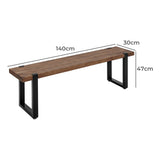 Edith Set of 2 140cm Dining Bench Chairs Wooden - Brown