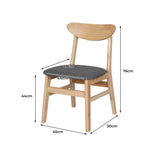 Tate Set of 4 Dining Chairs Kitchen Table Natural Wood Linen Fabric Cafe Lounge - Natural