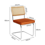 Verity Set of 2 Dining Chairs Chair Replica Cantilever Velvet Rattan Midcentury - Brown