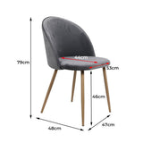 Cade Set of 2 Dining Chairs Seat Velvet French Provincial Kitchen Lounge - Grey
