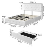Emilia Bed Frame Tufted 4 Drawer - Cream Queen