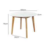 Dining Table Round Rubberwood Base 100cm - White