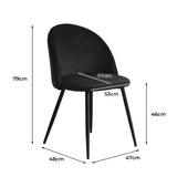 Brooke Set of 2 Dining Chairs Kitchen Cafe Lounge Sofa Upholstered Velvet - Black