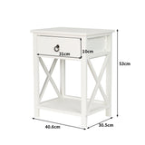 Caraquet Wooden Bedside Table - White