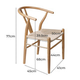 Jett Set of 2 Dining Chairs Rattan Seat Side Kitchen Wood Furniture - Oak