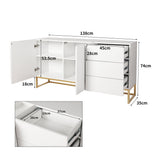 Callum Wooden Buffet Sideboard Cabinet Automatic Spring Drawers Storage Shelf Cupboard - White