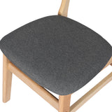 Tate Set of 4 Dining Chairs Kitchen Table Natural Wood Linen Fabric Cafe Lounge - Natural