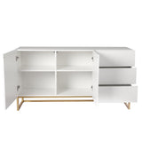 Callum Wooden Buffet Sideboard Cabinet Automatic Spring Drawers Storage Shelf Cupboard - White