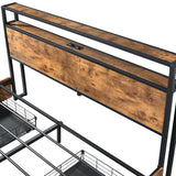 Maylen LED Bed Frame with 4 Drawers and USB Charger - Brown Queen