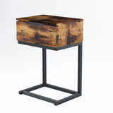 Louise Wooden Iron Frame Bedside Table Side Table Wood Nightstand Storage Cabinet Unit - Oak