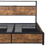 Maylen LED Bed Frame with 4 Drawers and USB Charger - Brown Queen
