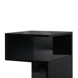 Dawson Wooden High Gloss Bedside Table Wood Nightstand Storage Cabinet Bedroom - Black