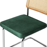 Verity Set of 2 Dining Chairs Chair Replica Cantilever Velvet Rattan Midcentury - Green