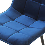 Spencer Set of 4 Dining Chairs Kitchen Table Lounge Room Retro Padded Seat Velvet - Blue