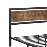 Ruth Metal Bed Frame Platform Wooden with 4 Drawers Rustic - Black & Wood Double