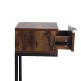 Louise Wooden Iron Frame Bedside Table Side Table Wood Nightstand Storage Cabinet Unit - Oak