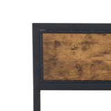 Elvira Metal Bed Frame Platform Wooden Rivets no Drawers - Black & Wood Double
