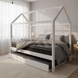 Topaz Bed & Mattress Package with 34cm Mattress with Trundle Bed - White Single